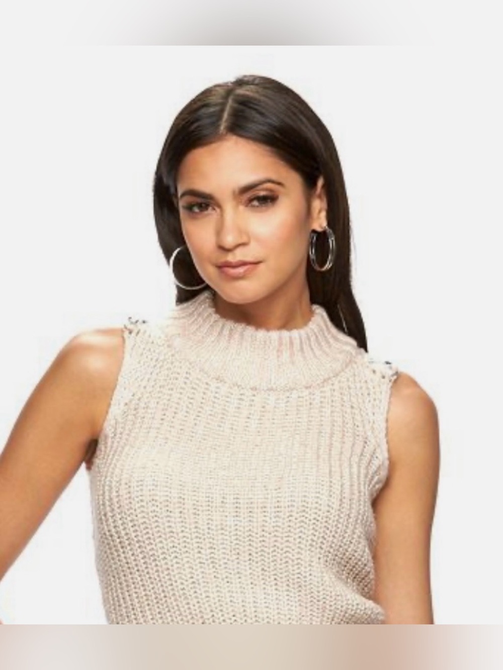 JENNIFER LOPEZ Blush Pink Metallic Knit Mock Turtleneck Sweater Vest NWTs